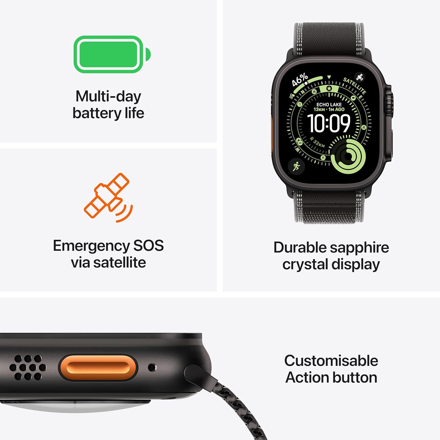 Apple Watch Ultra 3 GPS + Cellular 49mm Black Titanium with Black Ocean Band